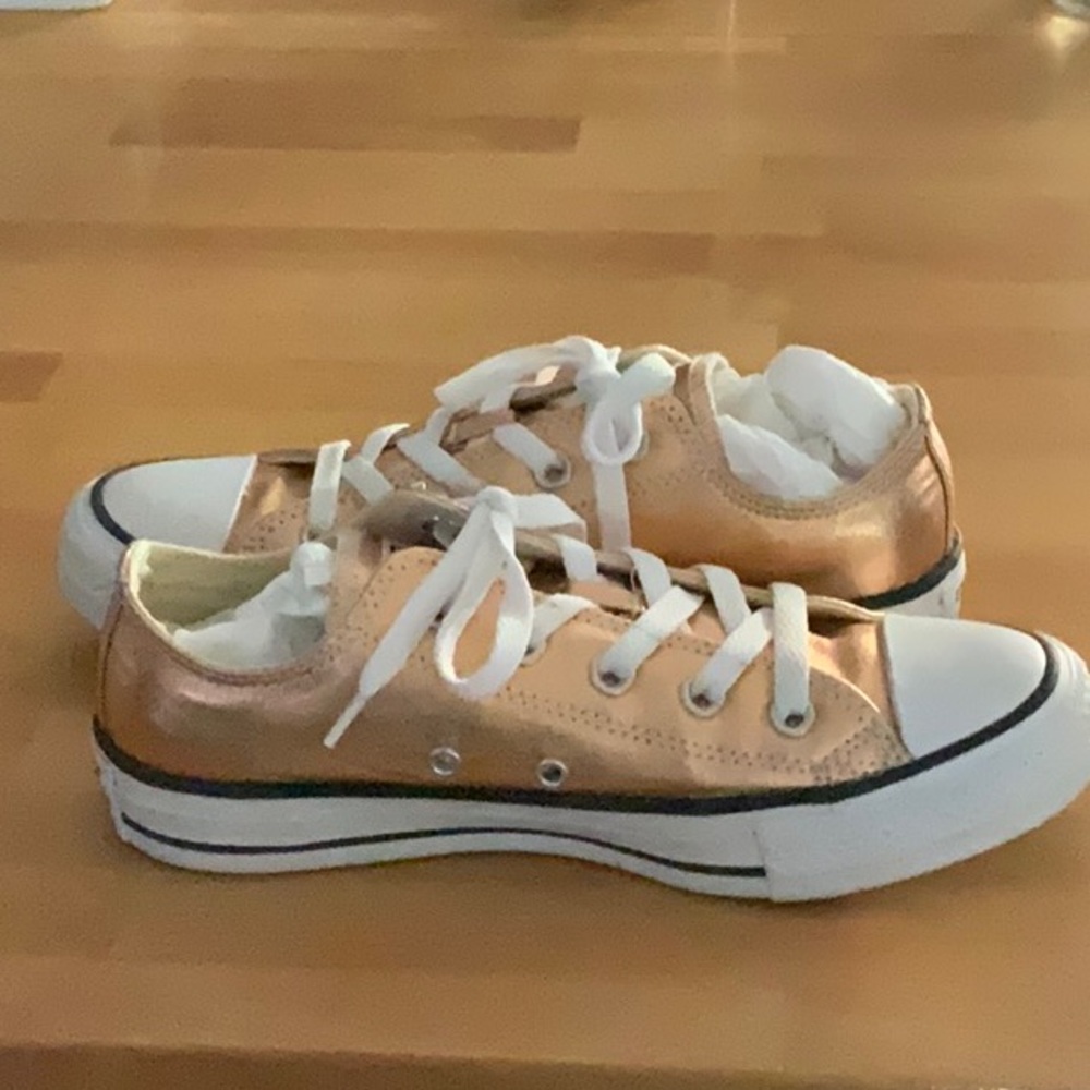 Converse Gold Sneakers with Canvas Material and Rubber Sole